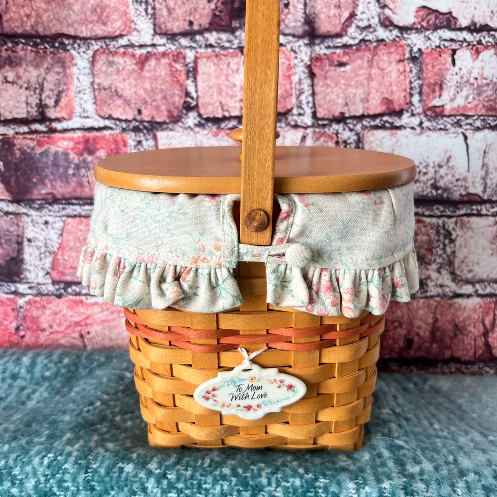 Longaberger 2001 Mother's Day Vintage Blossoms Basket with Lid and Liner